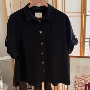 Sézane Chemise Laurine Black Button Front Shirt Size M